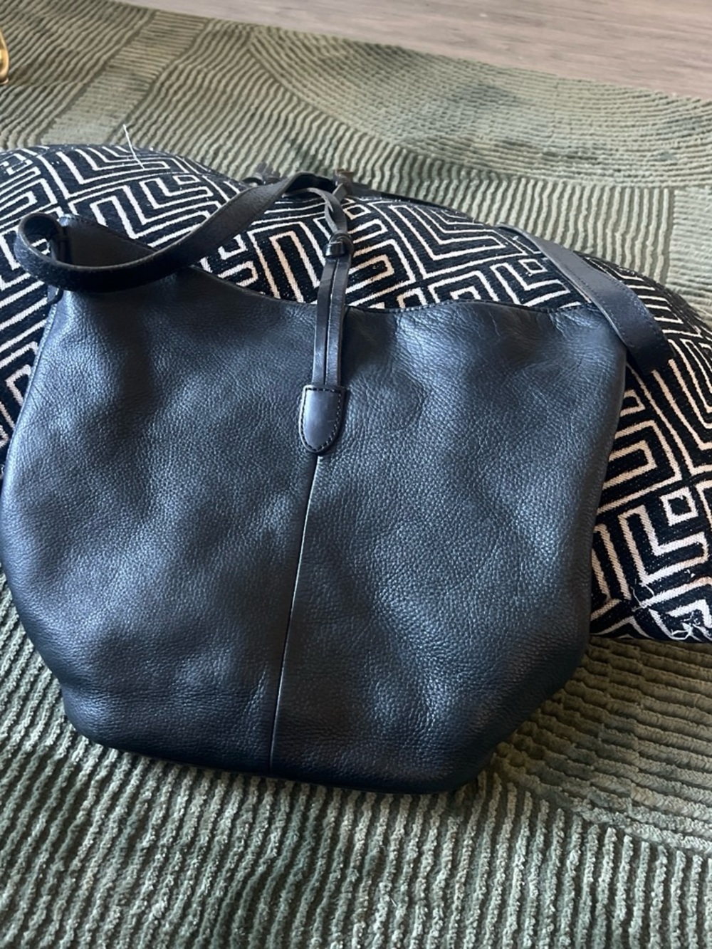 J. Jill Black Pebbled Leather Hobo Shoulder Bag